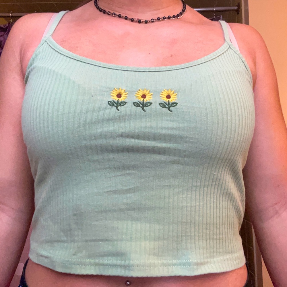 green tank top